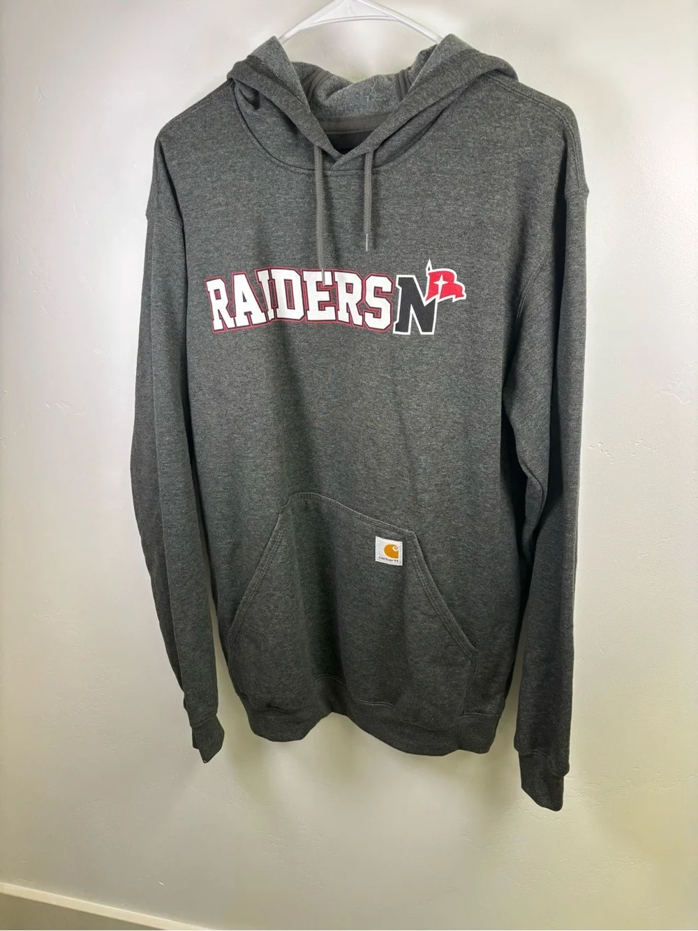 CARHARTT RAIDERS HOODIE PULLOVER 2021 MEN SMALL GRAY MEDIUM WEIGHT SPORTY WORKWE